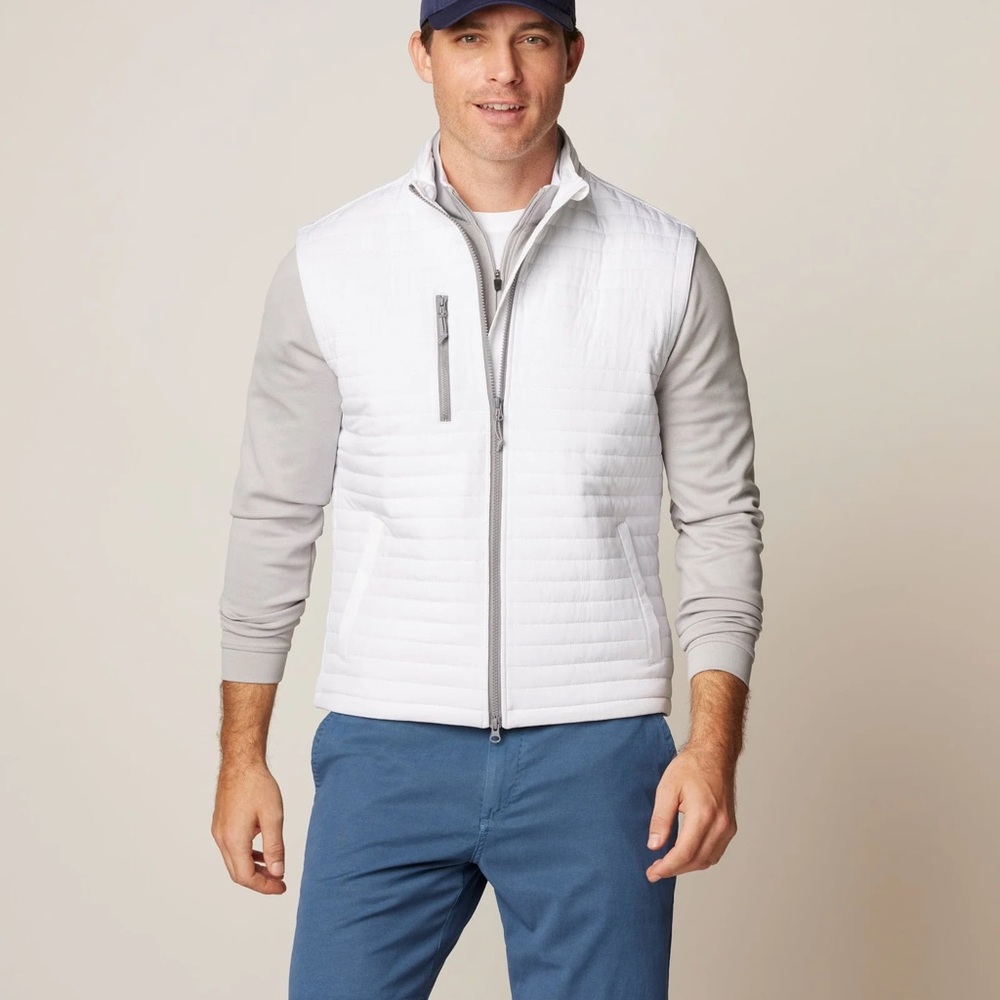 johnnie-O White Quilted Vest